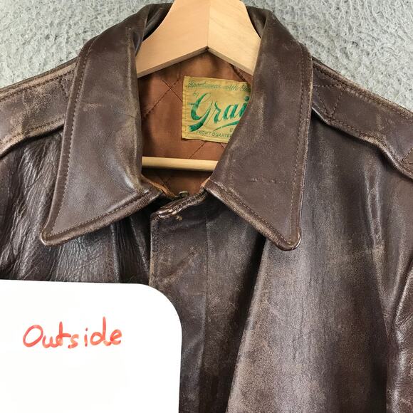 Vintage 1950s Horsehide Motorcycle Jacket Grais Sportswear Chicago Mens M - Picture 9 of 9